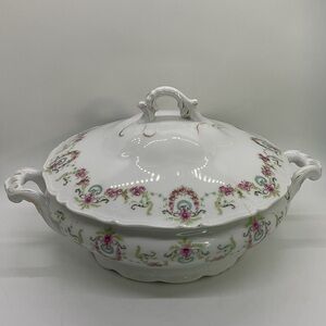 Vintage Bassett Limoges Elegant Floral Porcelain Tureen